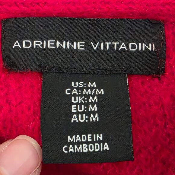 Adrienne Vittadini Wool Blend Jacket Red Asymmetrical Button Collar Womens M - Picture 9 of 10